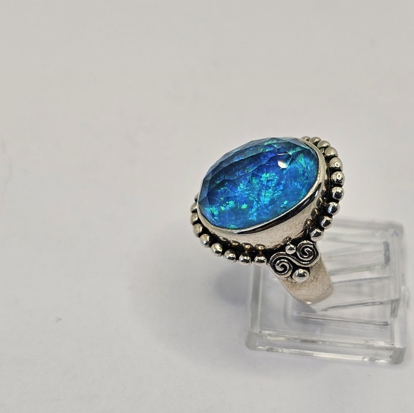 Genuine Sajen Australian Opal Doublet Ring in Sterling Silver Size 7! NWOT - Picture 8 of 8